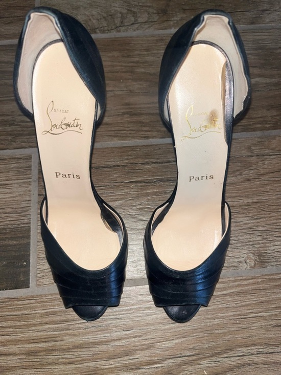 Christian Louboutin Shoes - Christian Louboutin Black Leather Peep-Toe Pumps